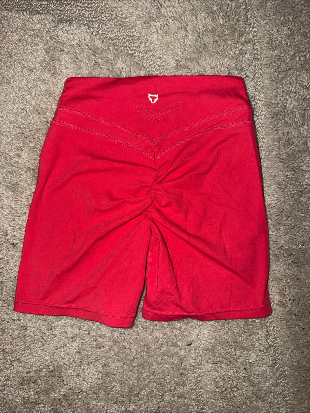 Women’s Red High-Waist Butt Lifting Scrunch Back Bike Shorts